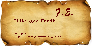 Flikinger Ernő névjegykártya